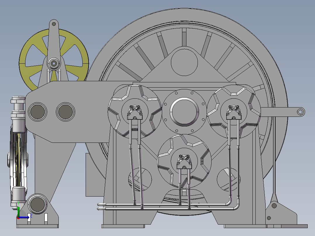 3款卷扬机3d图纸 卷筒卷线机绞盘机 钢丝绳卷线机、卷扬机3d模型左视图