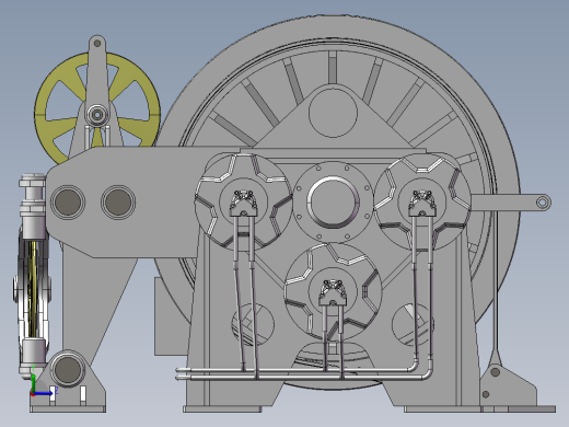 3款卷扬机3d图纸 卷筒卷线机绞盘机 钢丝绳卷线机、卷扬机3d模型左视缩略图
