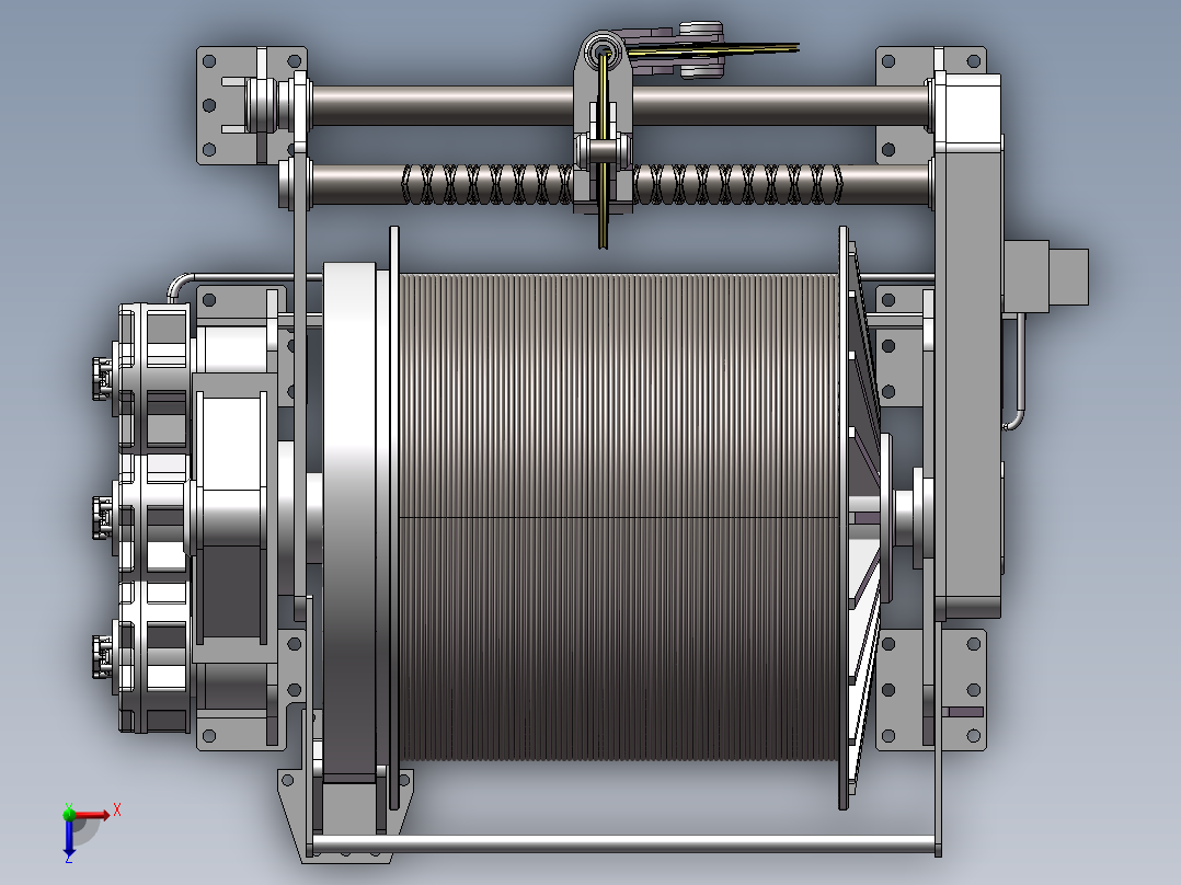3款卷扬机3d图纸 卷筒卷线机绞盘机 钢丝绳卷线机、卷扬机3d模型俯视图