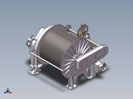 3款卷扬机3d图纸 卷筒卷线机绞盘机 钢丝绳卷线机、卷扬机3d模型正等轴测缩略图