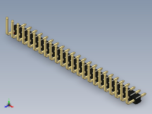 彩色公排针 100mil 2.54mm 系列-DS1022_black_23p_100mil_TypeU_rev1.0正等轴测缩略图