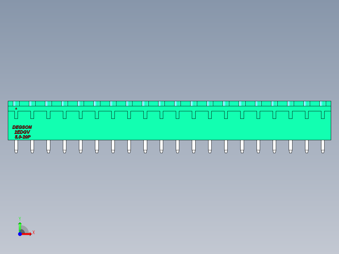 DEGSON 2EDG 系列 5.0mm 可插拔接线端子组-2EDGV-5.0-20P-14-00AH前视图
