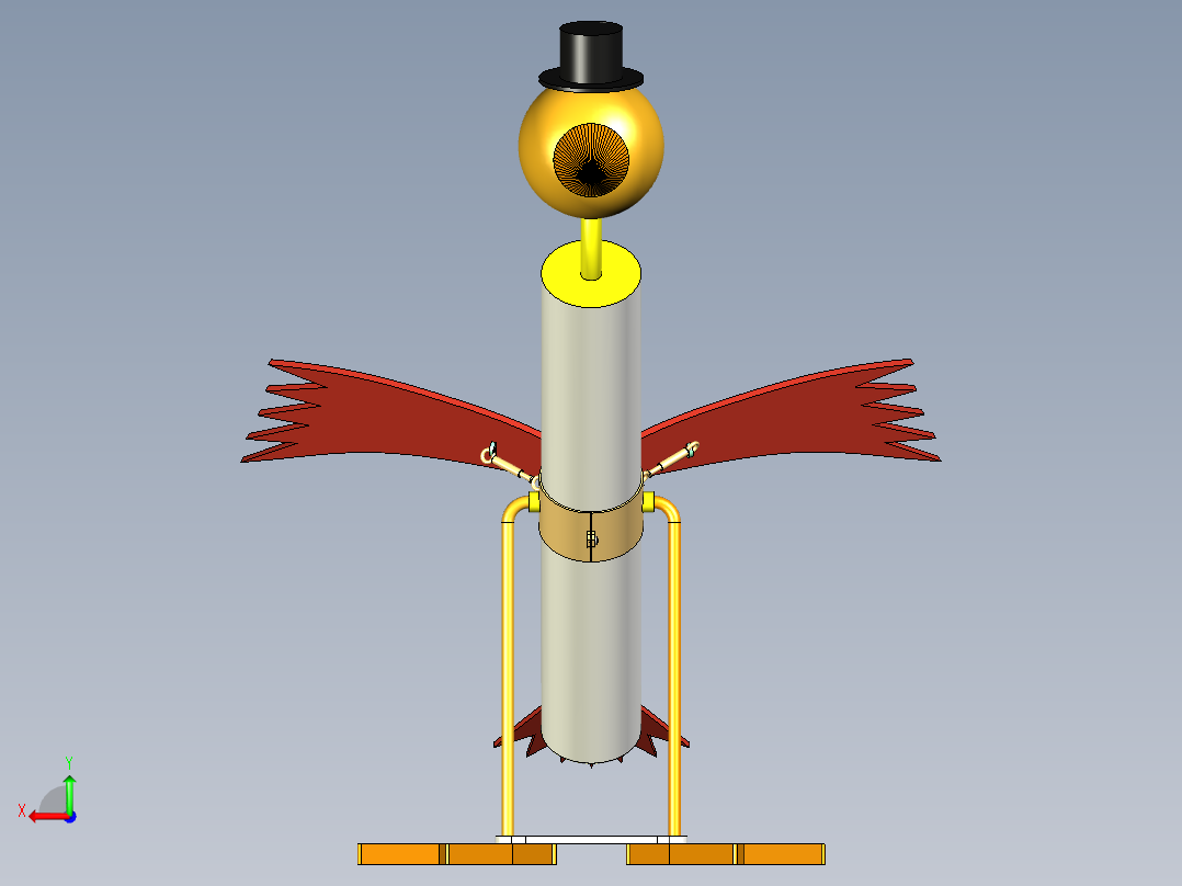 喝水的鸟设计模型后视图