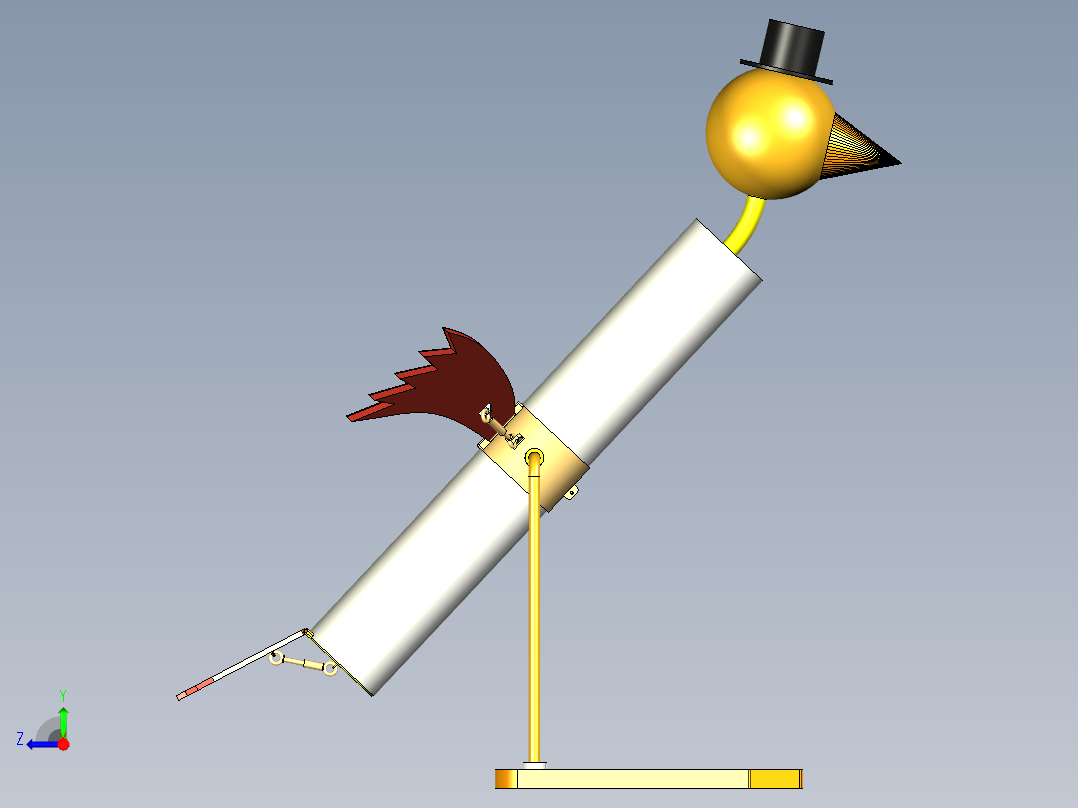 喝水的鸟设计模型右视图