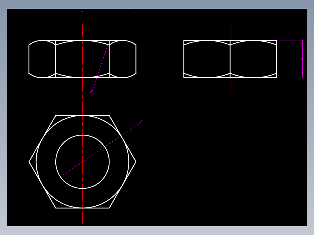 CAD格式机械制图二维100例练习-27 螺母三视图