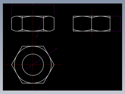 CAD格式机械制图二维100例练习-27 螺母三视图