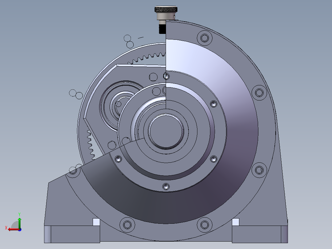 JX604-两级 二级行星齿轮减速器设计三维建模含CAD图纸后视图