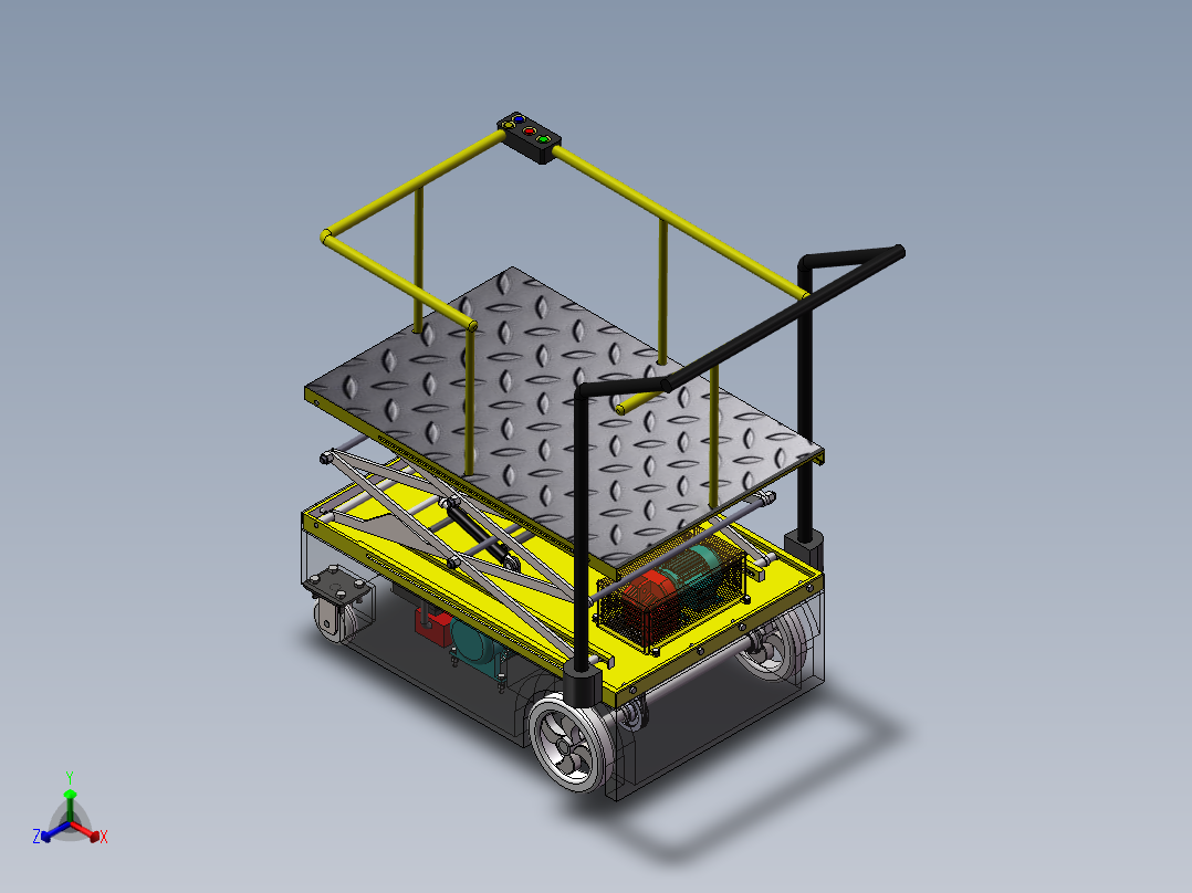 果园水果采摘升降平台的设计【含三维SolidWorks】正等轴测图