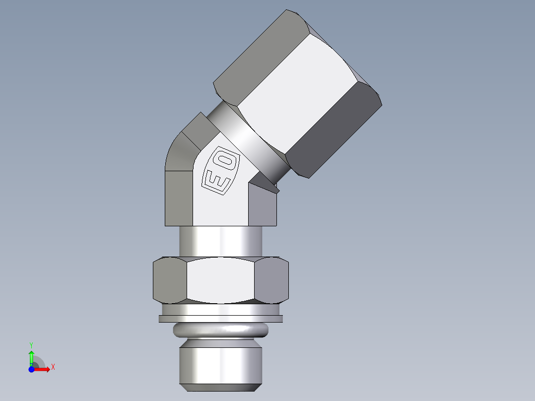 卡套式工业通用硬管接头EO_Adjustable_locknut_45_deg_elbow_VEE06SMORCF前视图