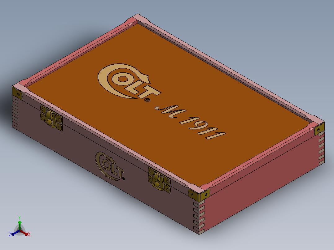 柯尔特M1911展示盒正等轴测图