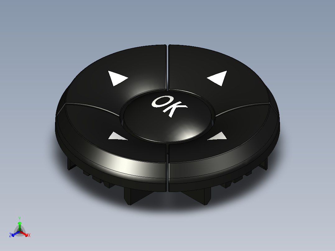 Omron B3F-4055 轻触开关 5 向导航键帽 12x12x7.3正等轴测图