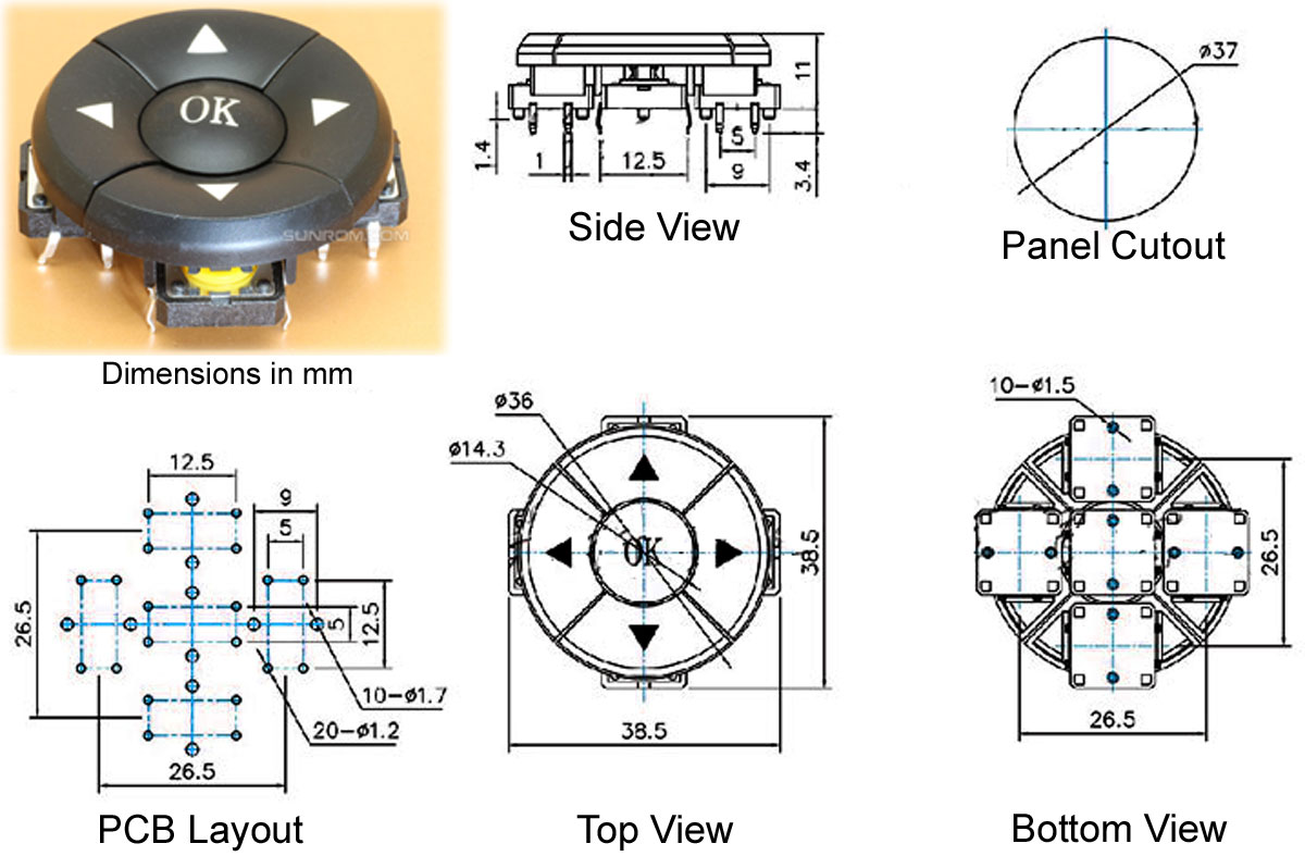 Omron B3F-4055 轻触开关 5 向导航键帽 12x12x7.3