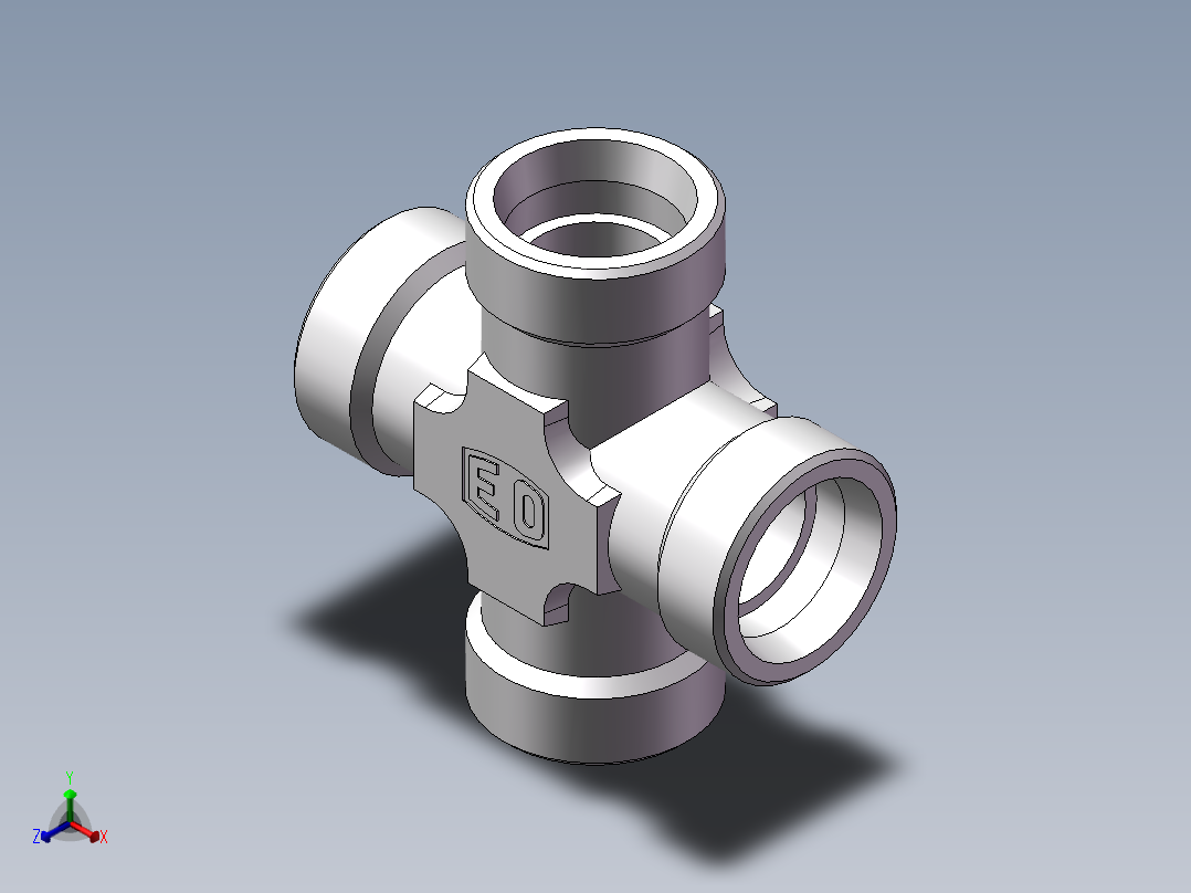 XC+XD 四通接头、XD-42正等轴测图
