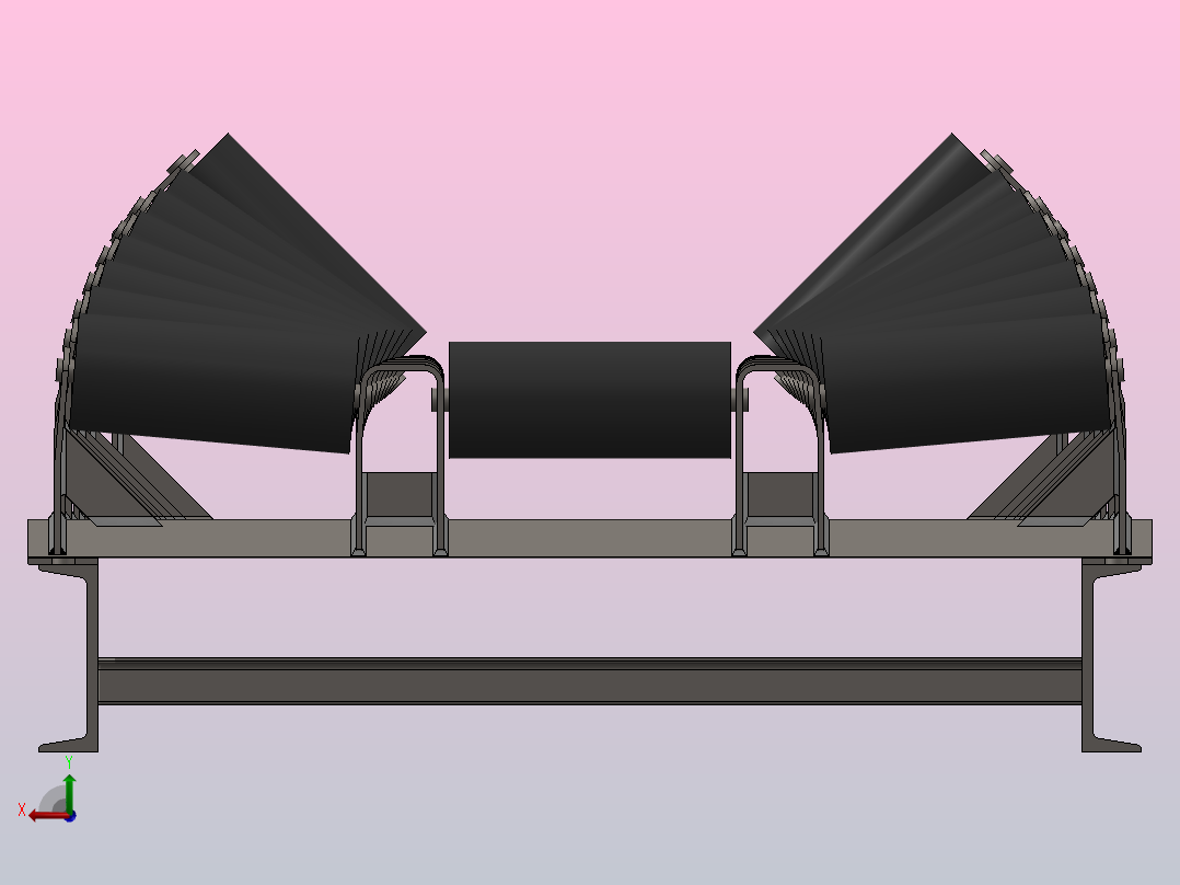 惰轮架(参数模型)辊筒前视图