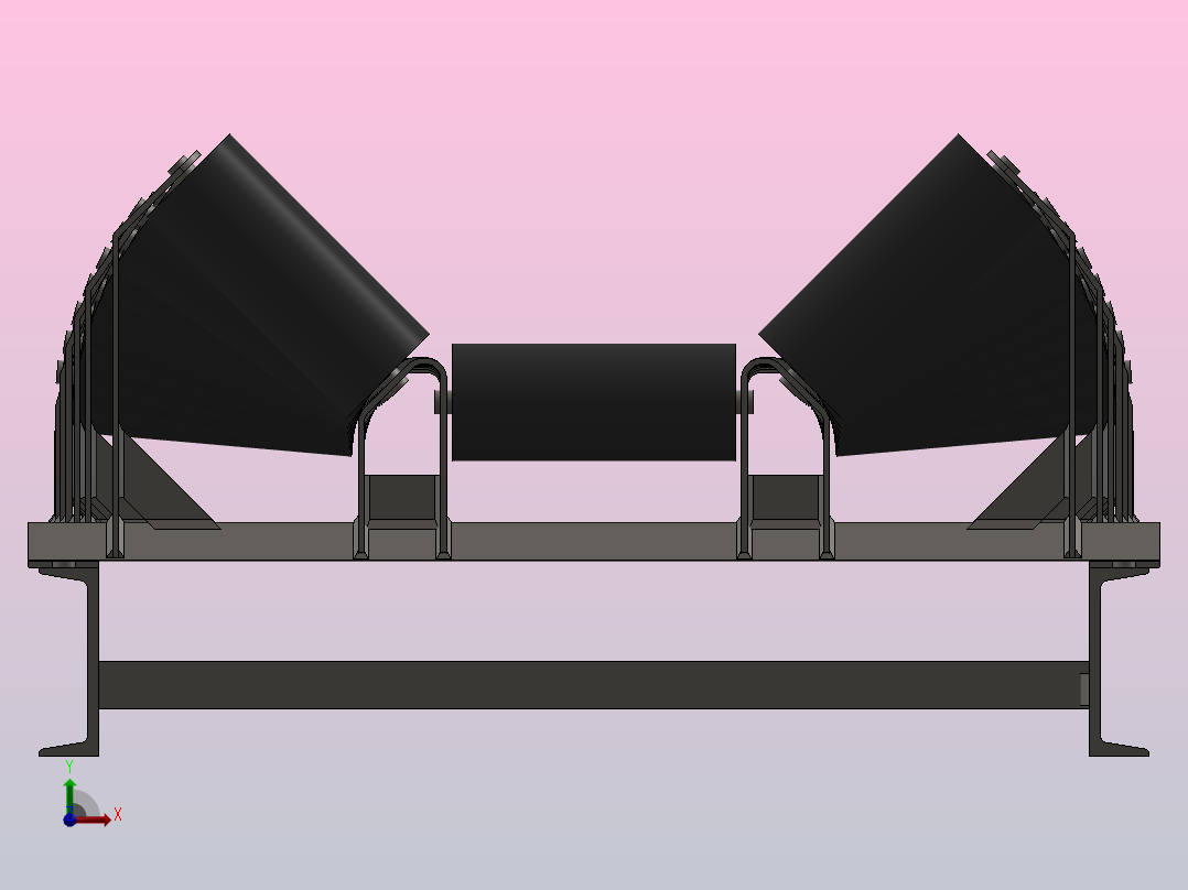 惰轮架(参数模型)辊筒后视图