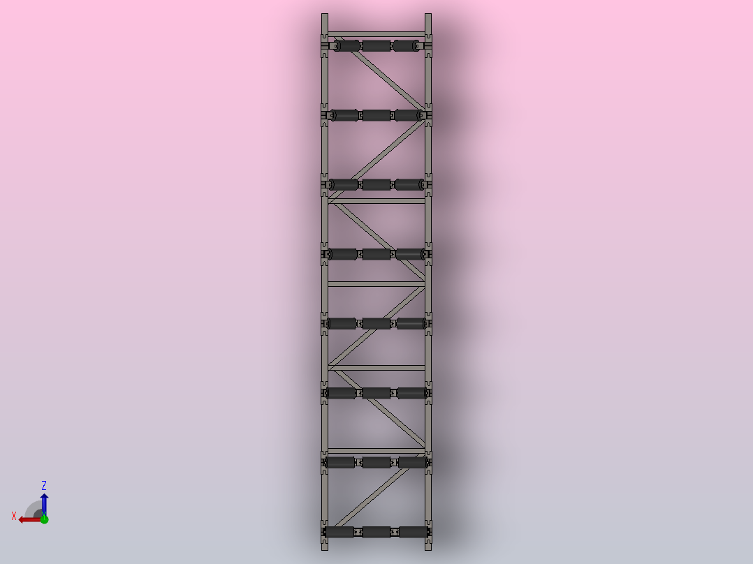 惰轮架(参数模型)辊筒俯视图