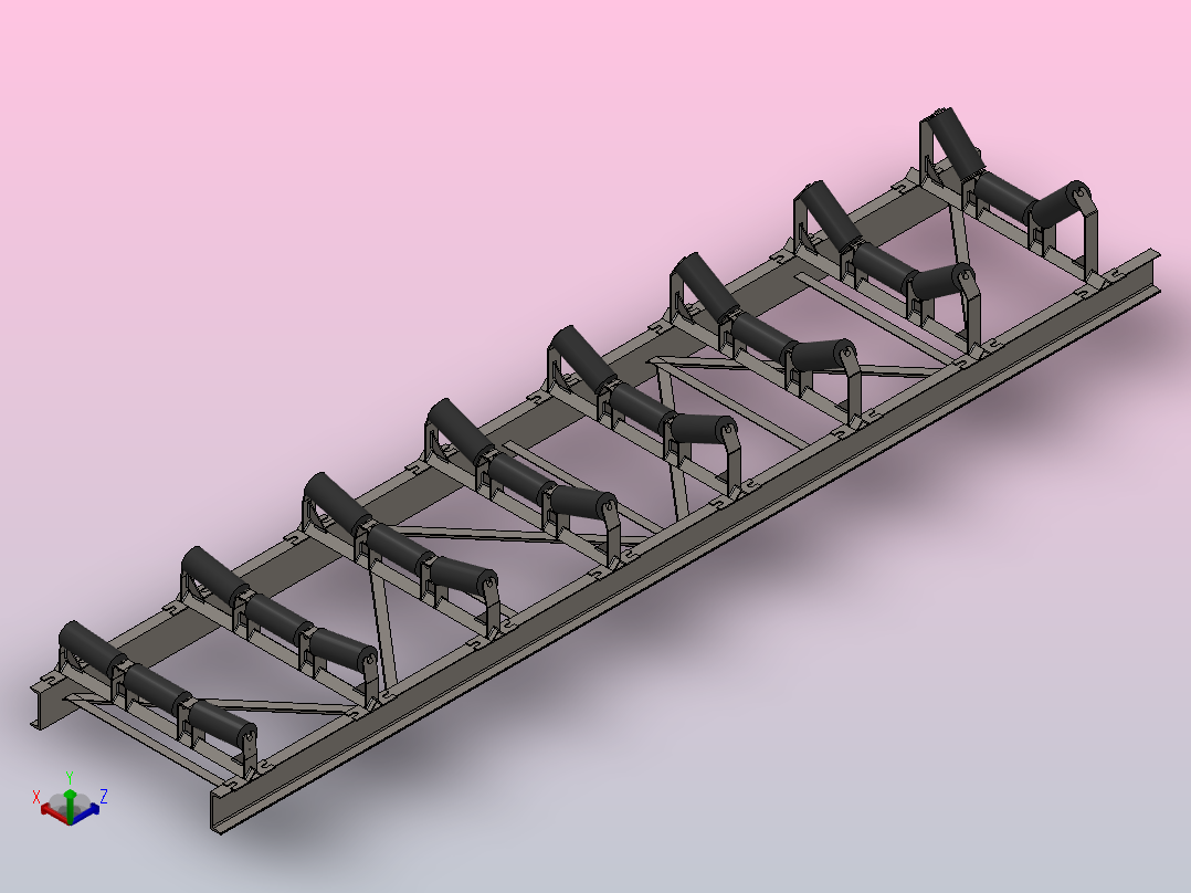 惰轮架(参数模型)辊筒正等轴测图