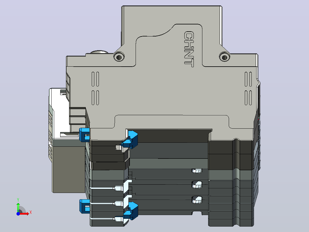 NXBLE-32 3P&amp;N剩余电流动作断路器三维模型202405前视图