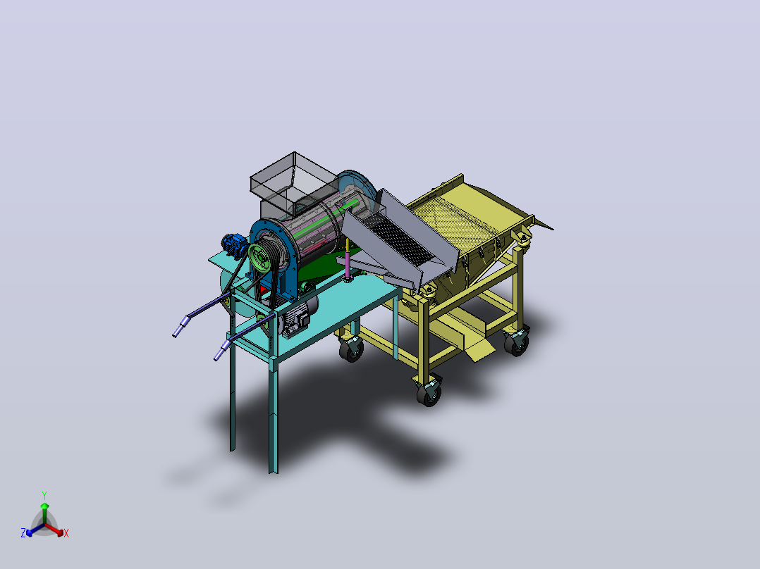 玉米脱粒机（SW+CAD+计算书）正等轴测图