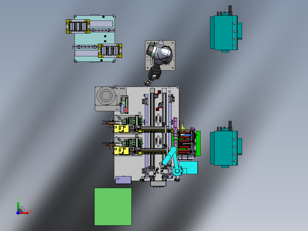 自动化顶升剥料贴膜组装流水线sw18可编辑前视图