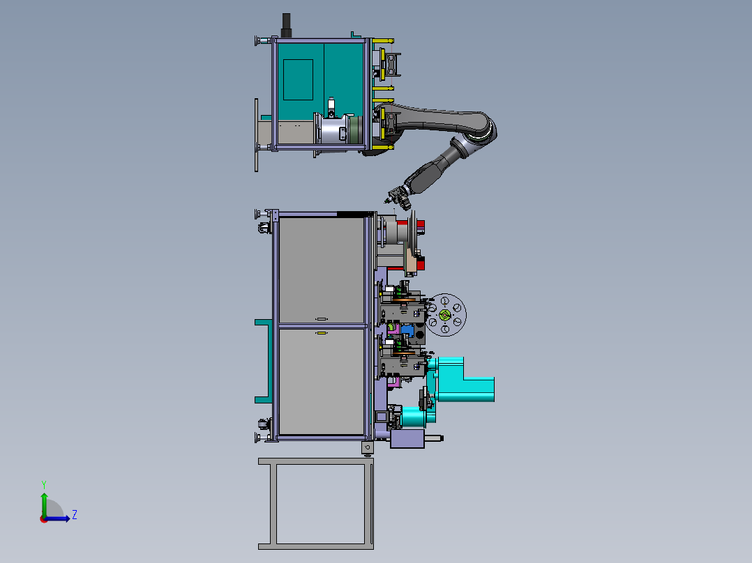 自动化顶升剥料贴膜组装流水线sw18可编辑左视图
