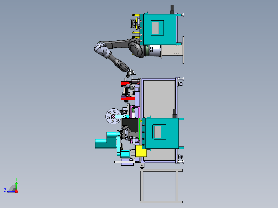 自动化顶升剥料贴膜组装流水线sw18可编辑右视图