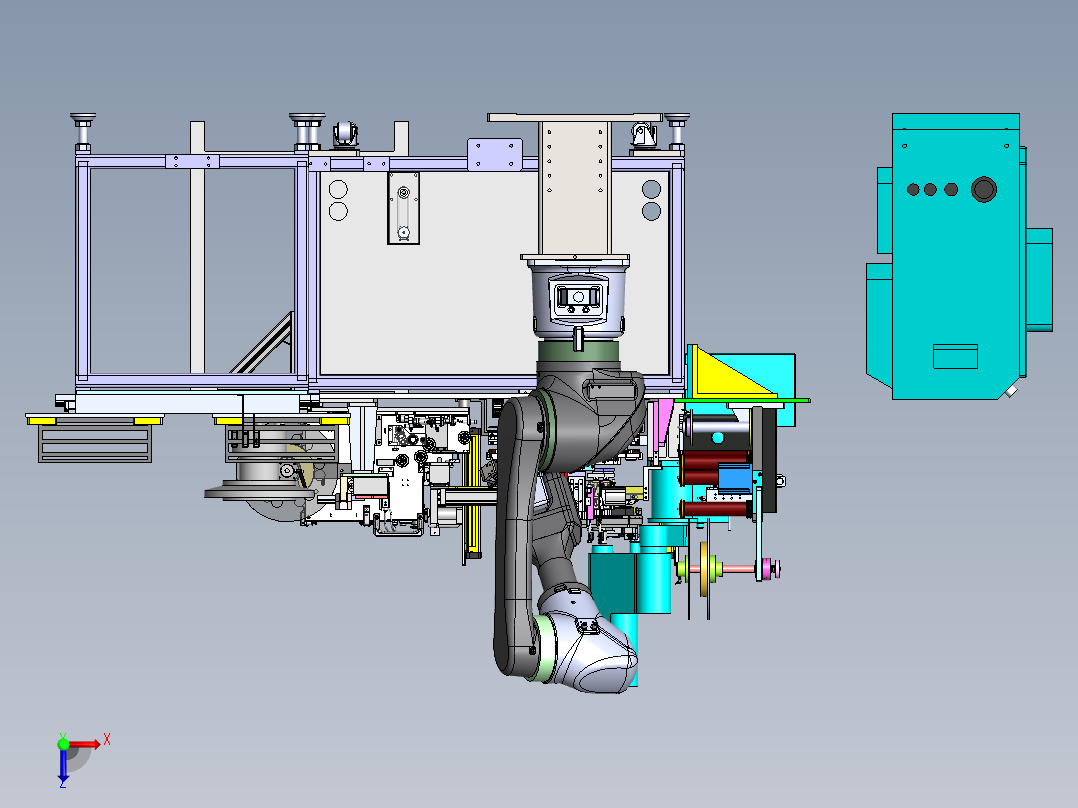 自动化顶升剥料贴膜组装流水线sw18可编辑俯视图