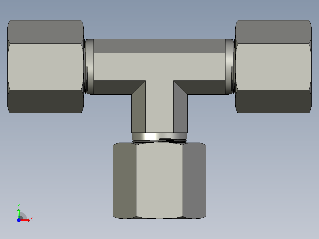 T型管接头3D模型前视图