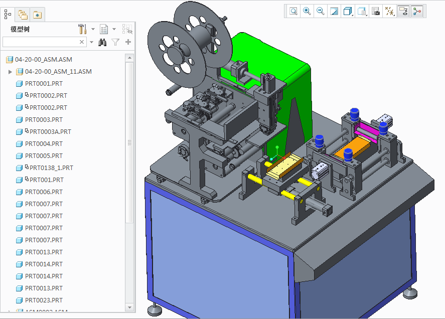 自动贴膜机3D模型proe
