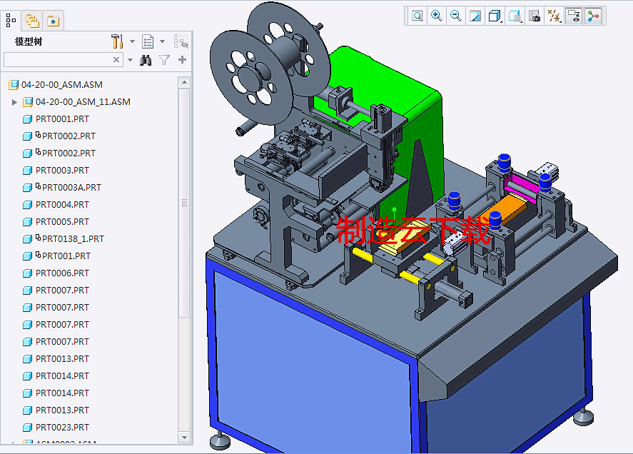 自动贴膜机3D模型proe