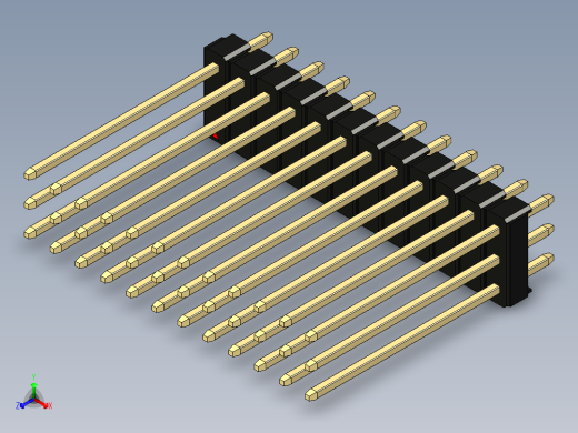 彩色公头100mil（2.54mm）系列-DS1021_black_3x12p_100mil_Type19_rev1.0正等轴测缩略图