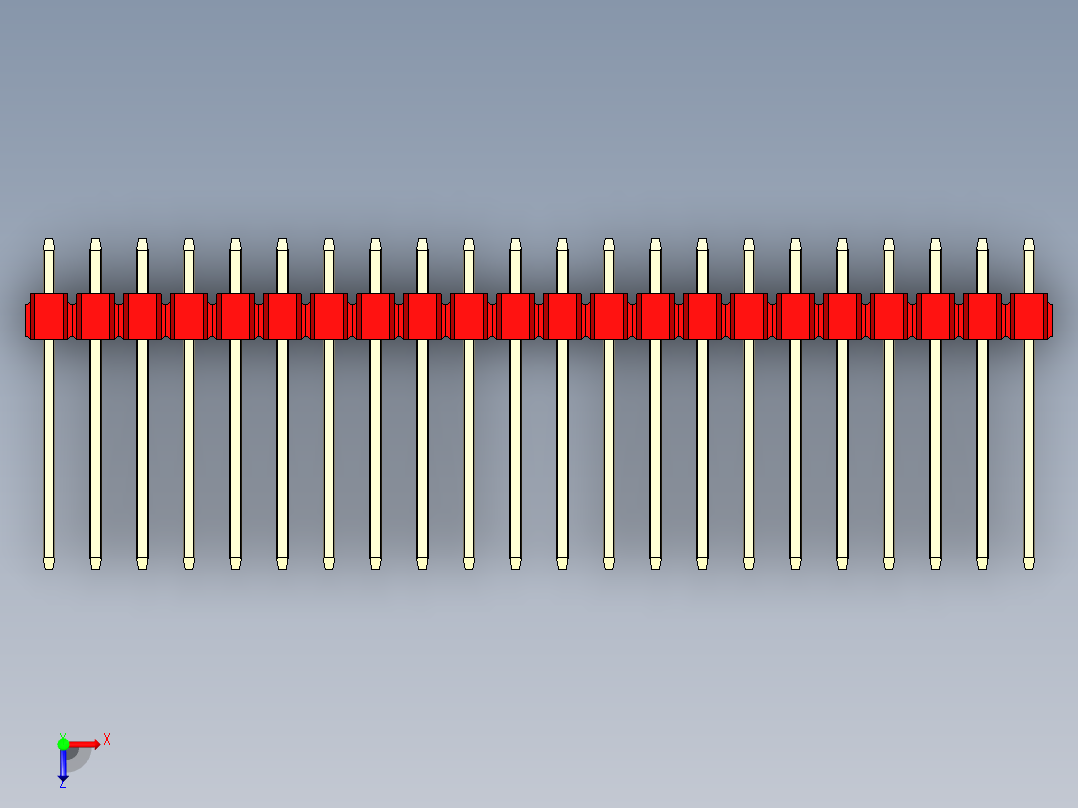 彩色公头100mil（2.54mm）系列-DS1021_red_2x22p_100mil_Type5_rev1.0俯视图