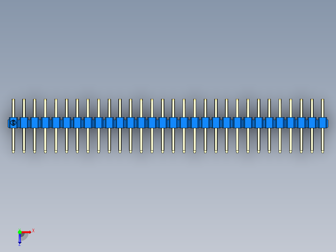 彩色公排针 100mil 2.54mm 系列-DS1022_blue_2x30p_100mil_TypeD_rev1.0俯视图
