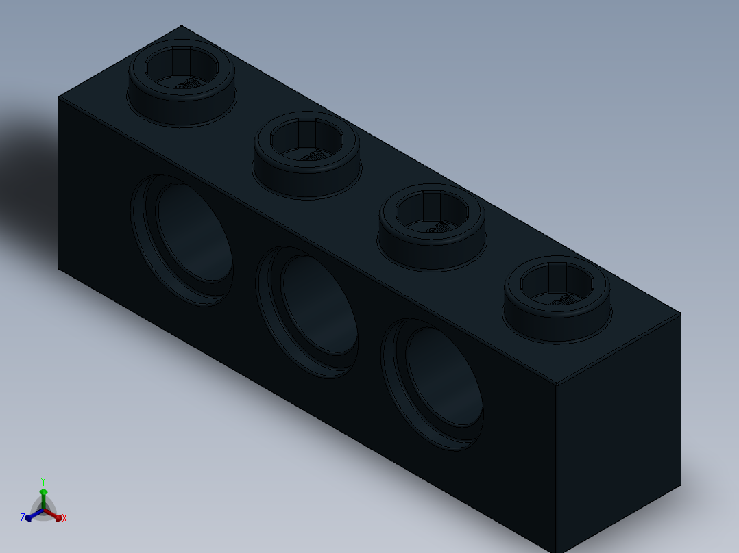 乐高机械组积木（横梁）-370126 Black Technic Brick 1 x 4 with Holes