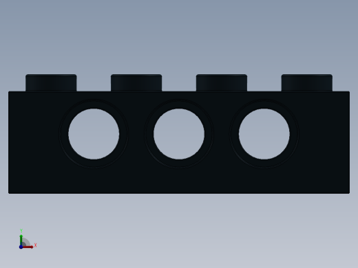 乐高机械组积木（横梁）-370126 Black Technic Brick 1 x 4 with Holes前视缩略图