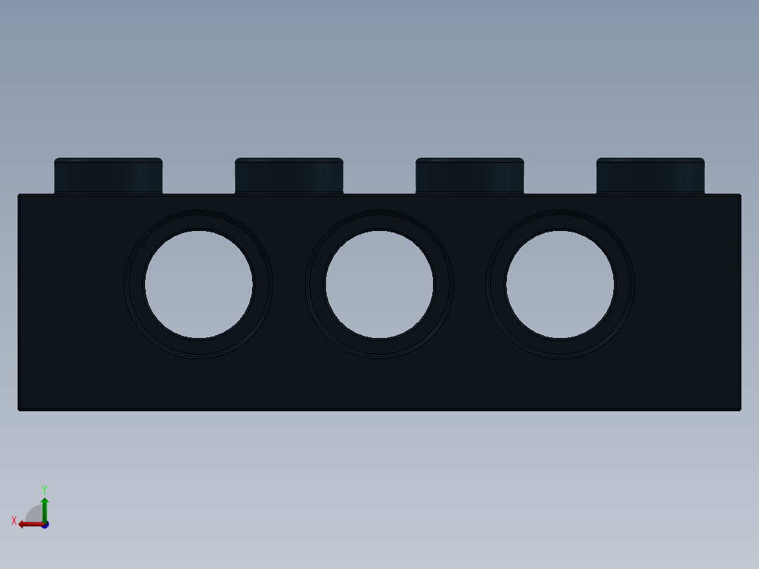 乐高机械组积木（横梁）-370126 Black Technic Brick 1 x 4 with Holes后视图