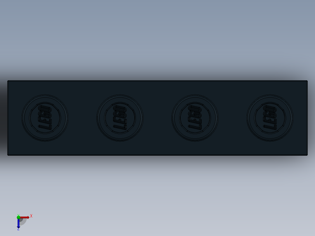 乐高机械组积木（横梁）-370126 Black Technic Brick 1 x 4 with Holes俯视图