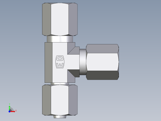 卡套式工业通用硬管接头EO_Swivel_nut_run_tee_EL06ZLCF前视缩略图