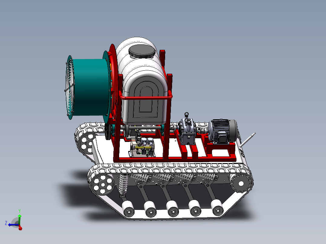 遥控果园喷药车设计-履带行走【含三维SW+CAD图+说明书】
