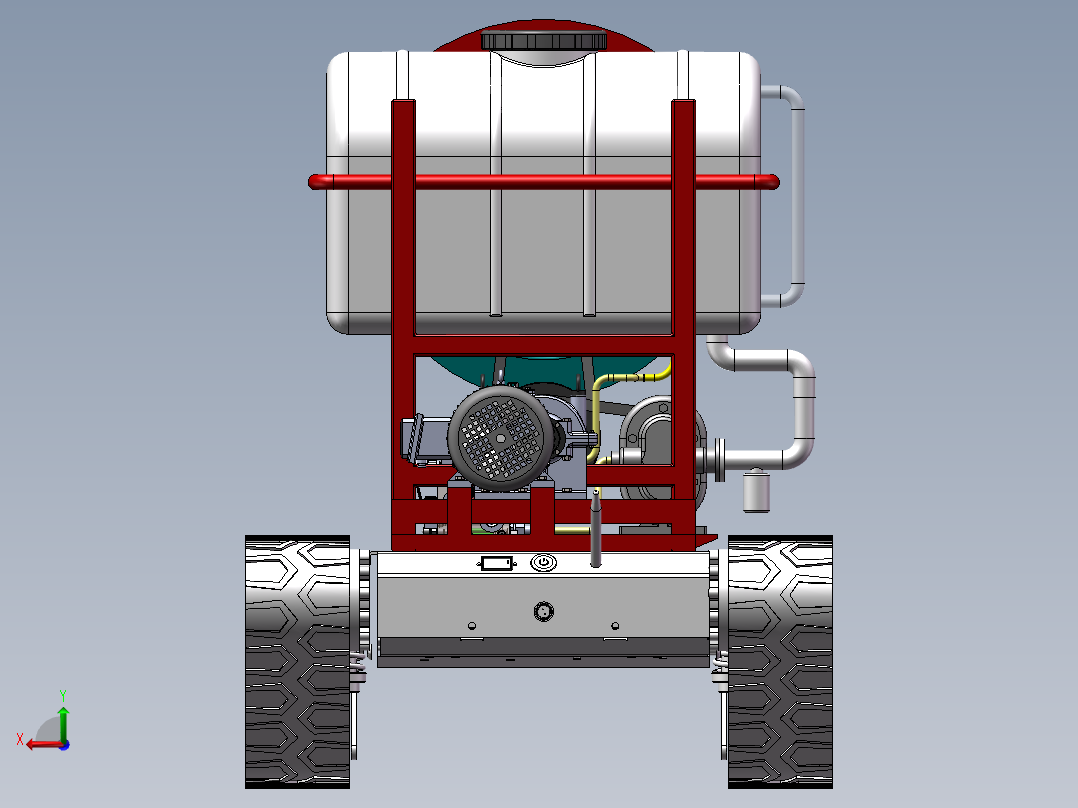遥控果园喷药车设计-履带行走【含三维SW+CAD图+说明书】后视图