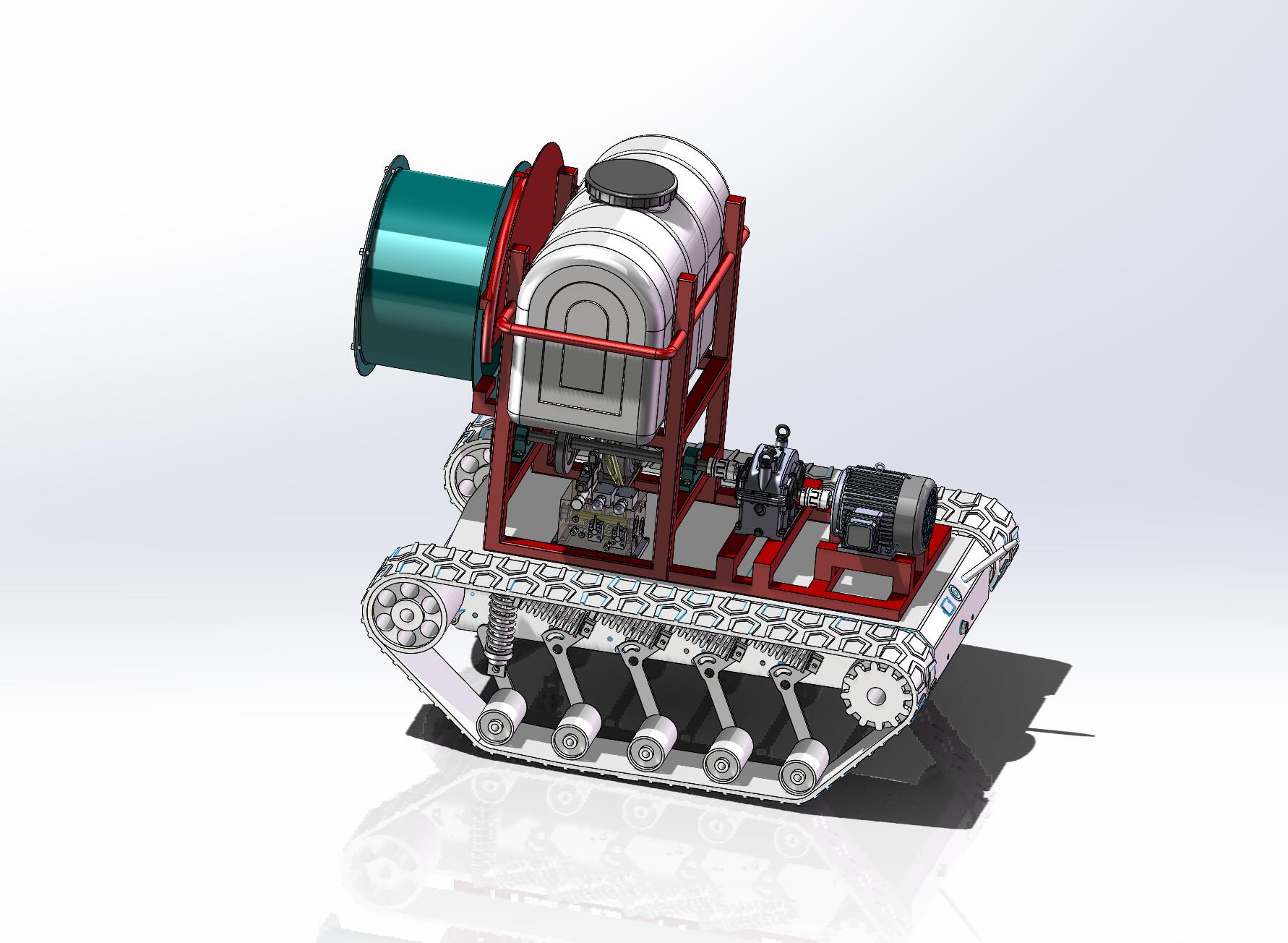 遥控果园喷药车设计-履带行走【含三维SW+CAD图+说明书】