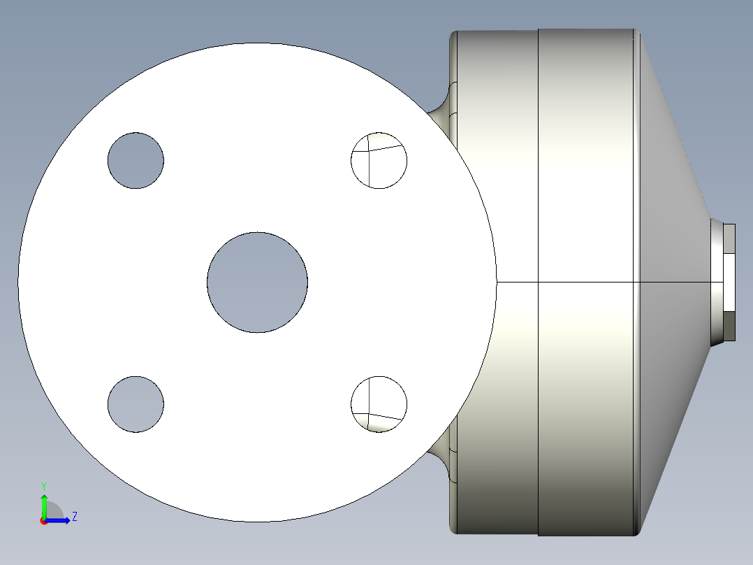 10DKMOCCP NO-DA 气动隔膜阀、常开型双作用，固定法兰，钻孔PN10 16。面对面根据EN 558-1 PVC-C左视图