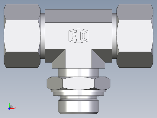 卡套式工业通用硬管接头EO_Adjustable_locknut_branch_tee_TEE20ZSRCF前视缩略图