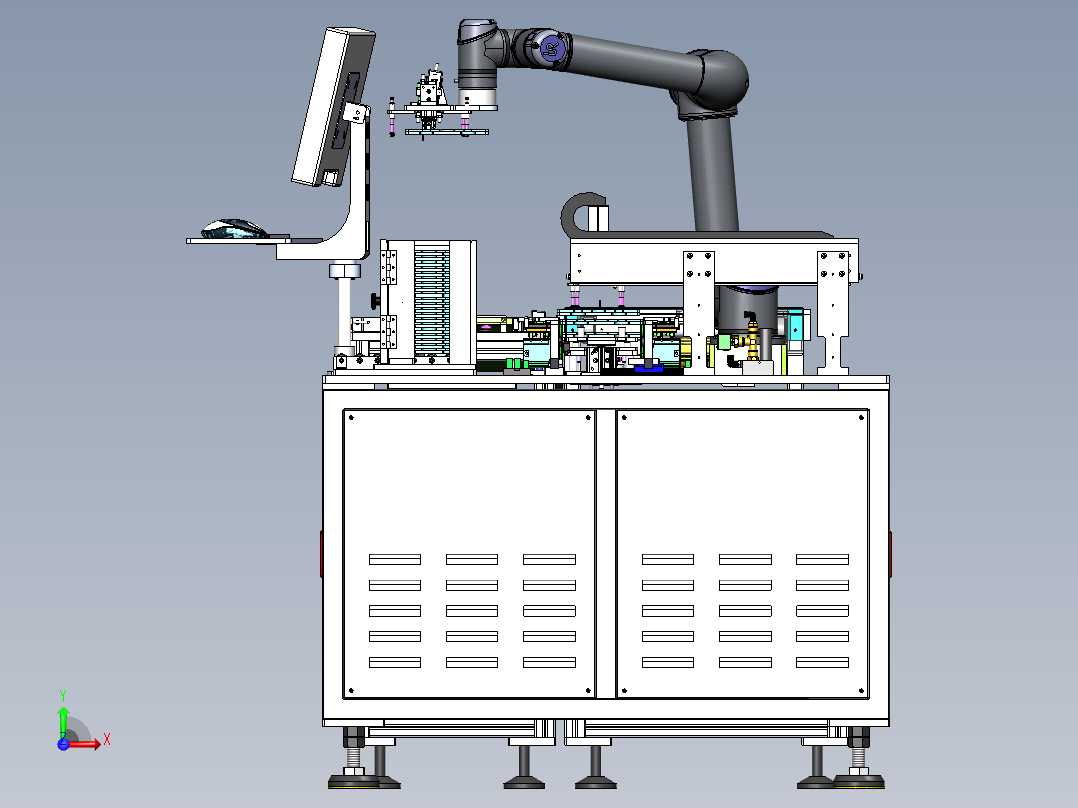 组装治具装载机（sw20可编辑+工程图+bom）前视图