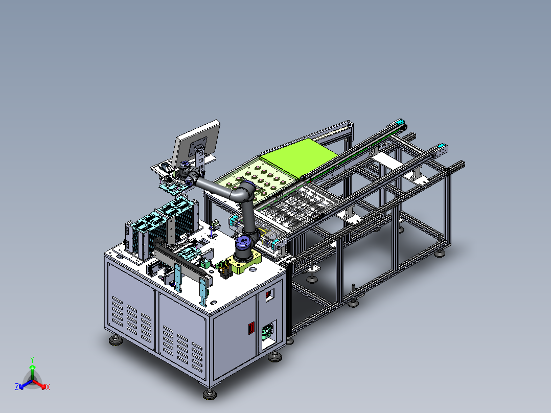 组装治具装载机（sw20可编辑+工程图+bom）正等轴测图