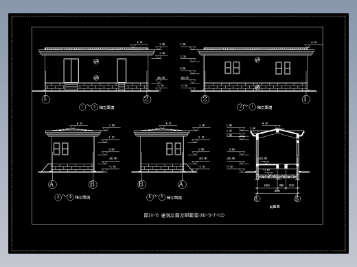 图10-6 建筑立面及剖面图(KB-5-T-02)