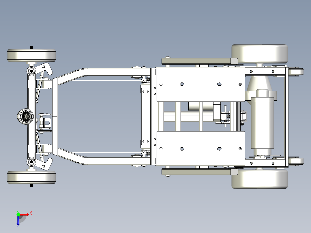 折叠四轮代步车全套结构图纸俯视图