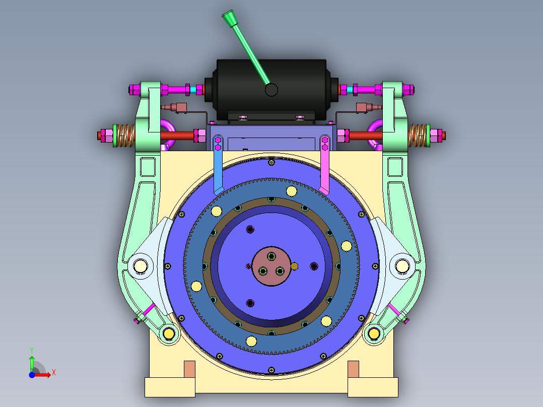 电梯曳引机三维建模图纸前视图