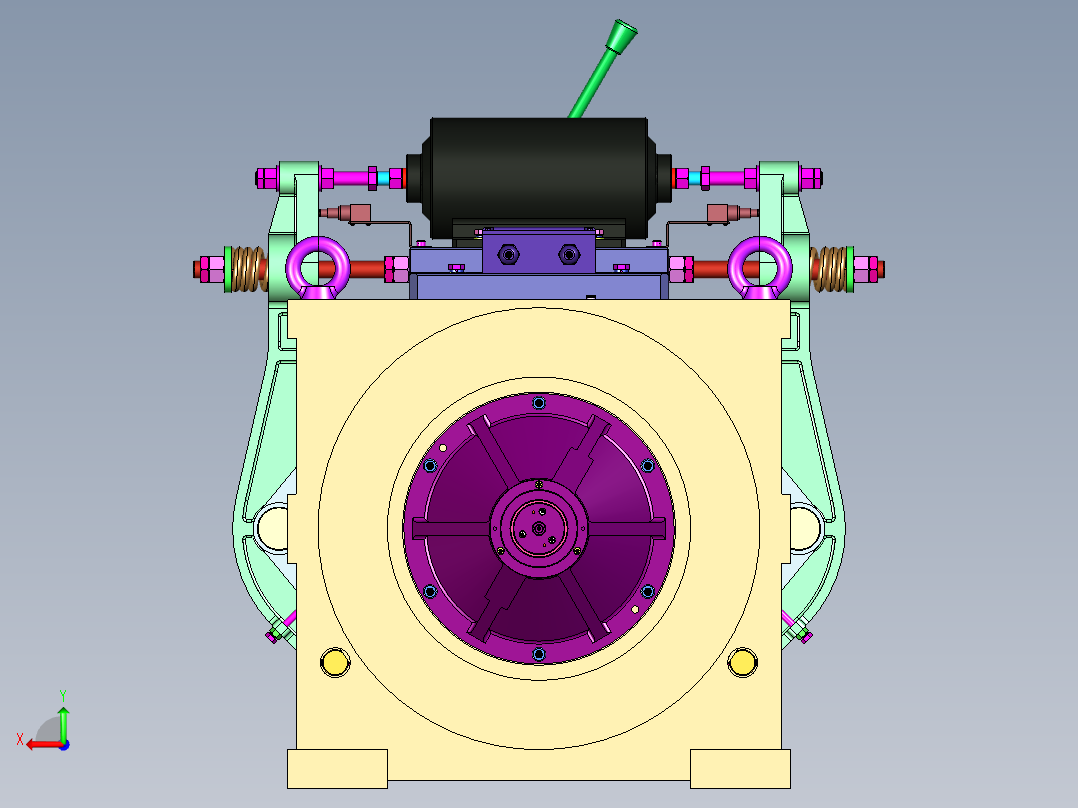 电梯曳引机三维建模图纸后视图