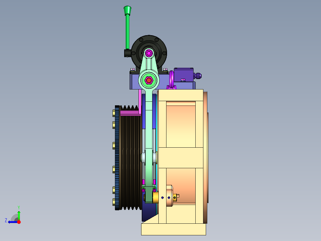 电梯曳引机三维建模图纸右视图
